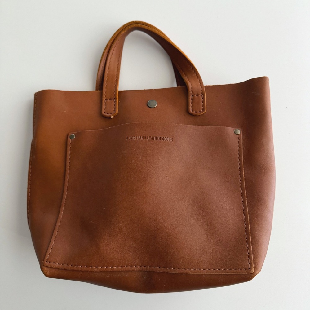 Portland Leather Mini Tote Honey Tan No Shoulder Strap Bag Purse